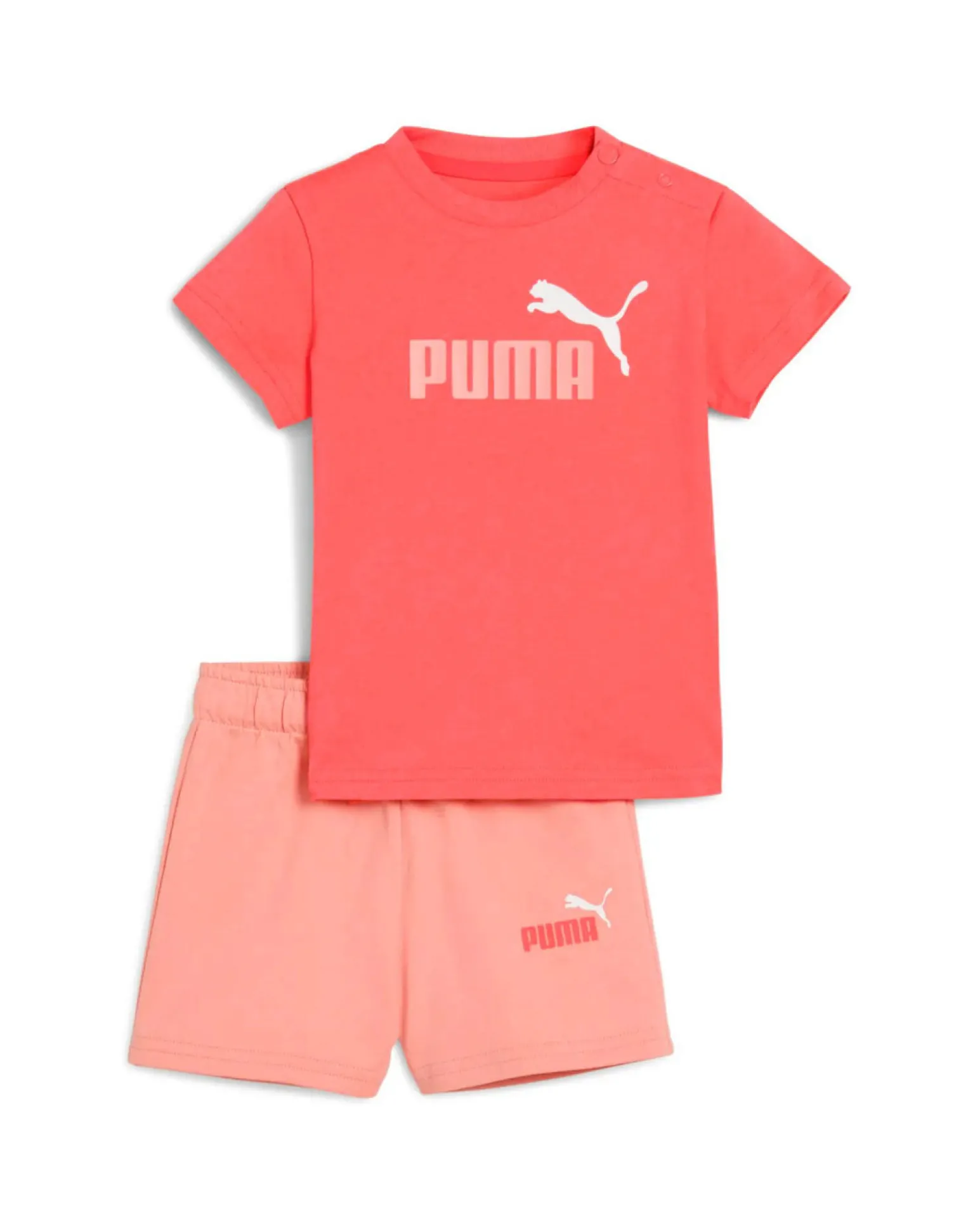 PUMA - SET SHORT+ T-SHIRT CORALLO E ROSA PESCA BABY ( 6 MESI - 4 ANNI)MINICATS ESSENTIALS, 686285-02