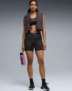 PUMA - SHORT MACULATO NERO E GRIGIO ESSENTIAL SPOTTED HAZE DA DONNA, 528513-01