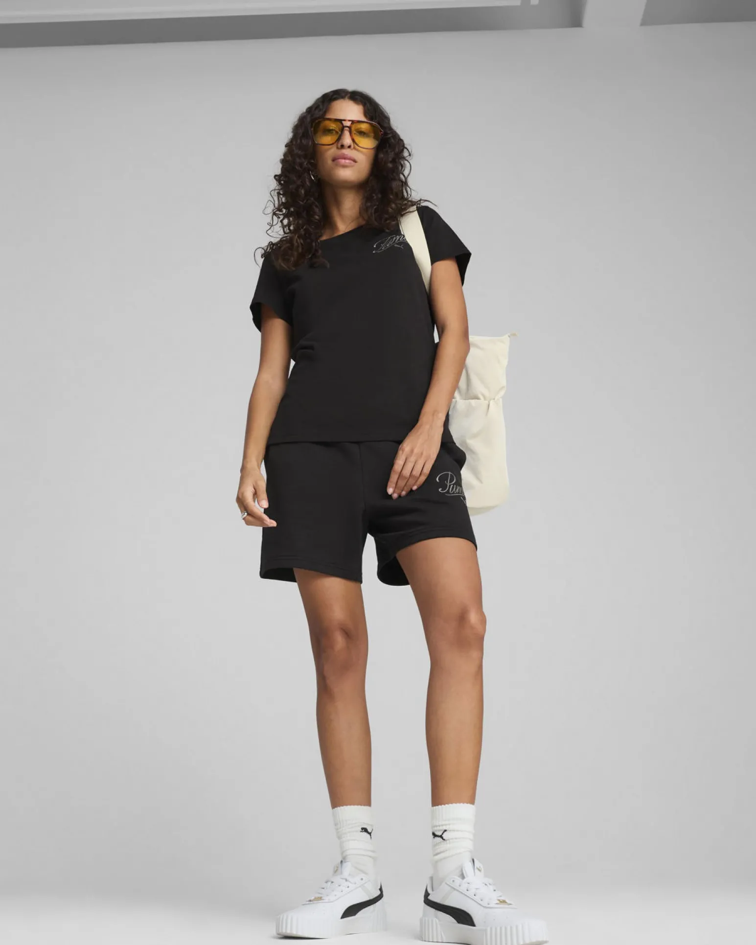 PUMA SHORT NERO ESSENTIAL SCRIPT HIGH-WAIST 5" UNISEX, 684984-01