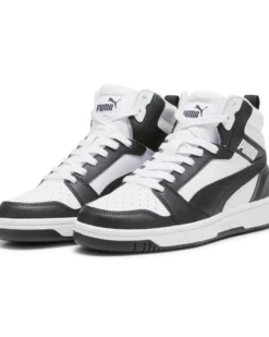 PUMA - Sneaker alta da ragazzo bianca e nera con lacci, numerata 36/39 - REBOUND V6 MID JR