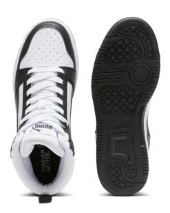 PUMA - Sneaker alta da ragazzo bianca e nera con lacci, numerata 36/39 - REBOUND V6 MID JR