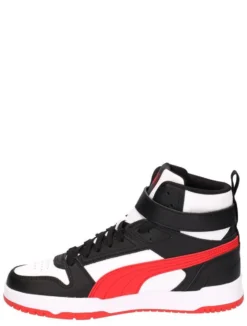 PUMA - Sneaker alta nera e bianca con logo rosso e strappo, numerata 36/39 - RBD GAME JR