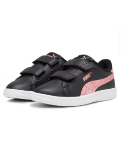 PUMA - Sneaker da bambina nera con logo rosa glitter, numerata 28/35 - SMASH 3.0 L STAR G V PS