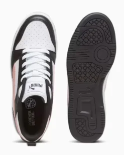 PUMA - Sneaker da donna bianca e nera con logo rosa - REBOUND V6 LOW