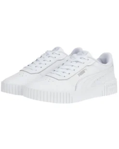 PUMA - Sneaker da donna bianca in VERA PELLE con dettagli argento - CARINA 2.0