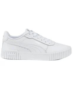 PUMA - Sneaker da donna bianca in VERA PELLE con dettagli argento - CARINA 2.0