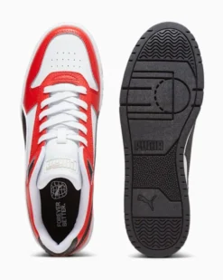 PUMA - Sneaker da uomo in VERA PELLE bianca e rossa con logo nero - RBD GAME LOW