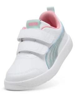 PUMA - SNEAKERS BIMBA BIANCA E GRIGIA COURTFLEX V3 SPACE BELLE DAL 28 AL 35- 404345-01