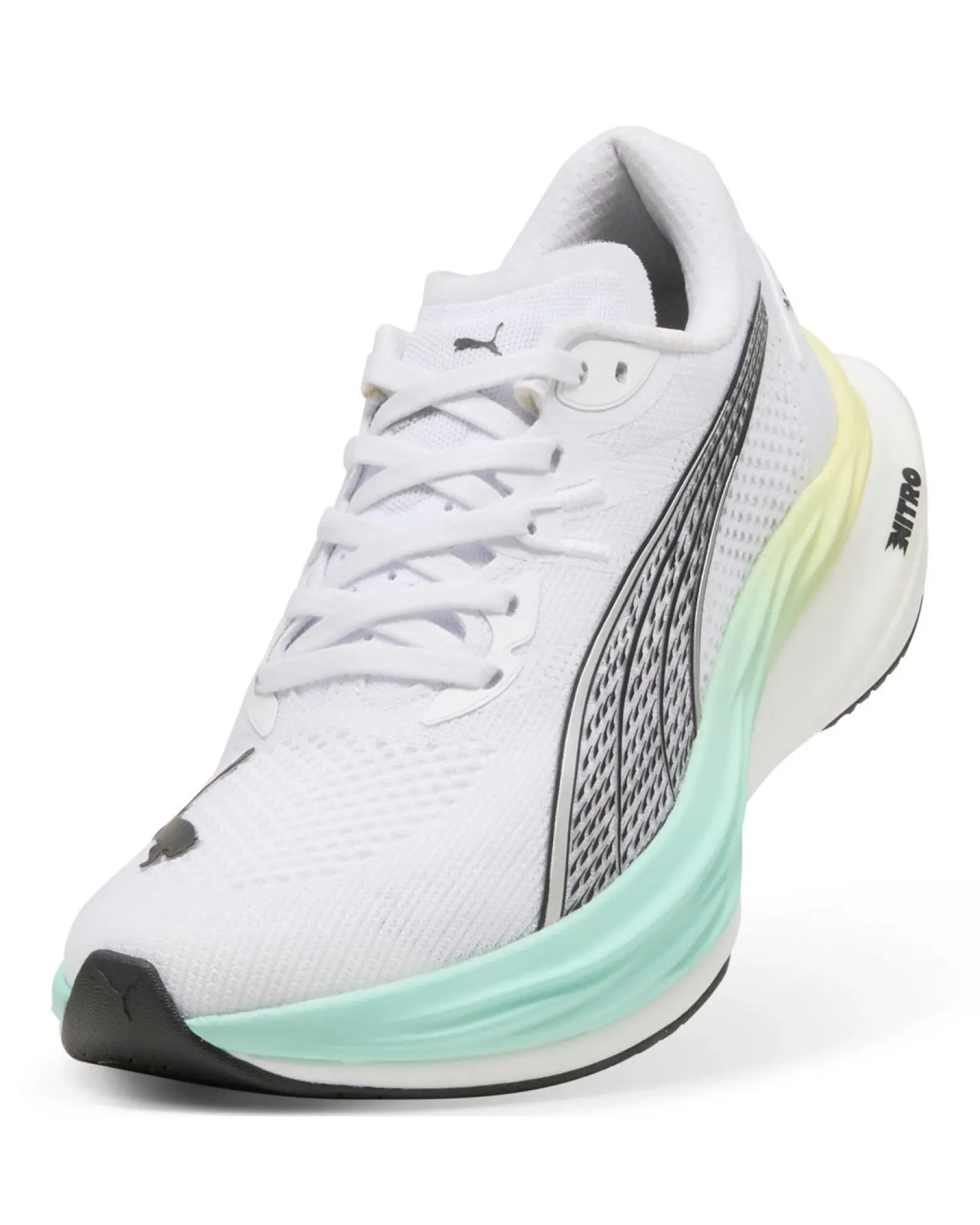 PUMA - SNEAKERS DA DONNA BIANCA, NERA,VERDE E GIALLA DEVIATE NITRO 3, 309708-20