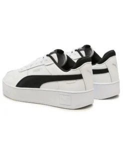 PUMA - Sneakers da donna in VERA PELLE bianca e nera con dettagli argento - CARINA STREET