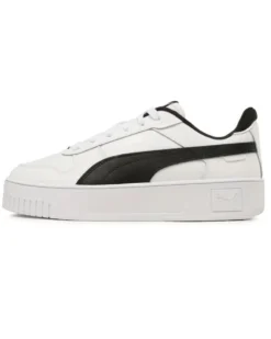PUMA - Sneakers da donna in VERA PELLE bianca e nera con dettagli argento - CARINA STREET