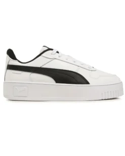 PUMA - Sneakers da donna in VERA PELLE bianca e nera con dettagli argento - CARINA STREET