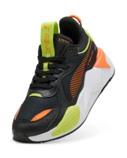 PUMA - SNEAKERS JUNIOR NERA, ARANCIONE E GIALLO FLUO RS-X JR GS DAL 36 AL 39, 395557-09