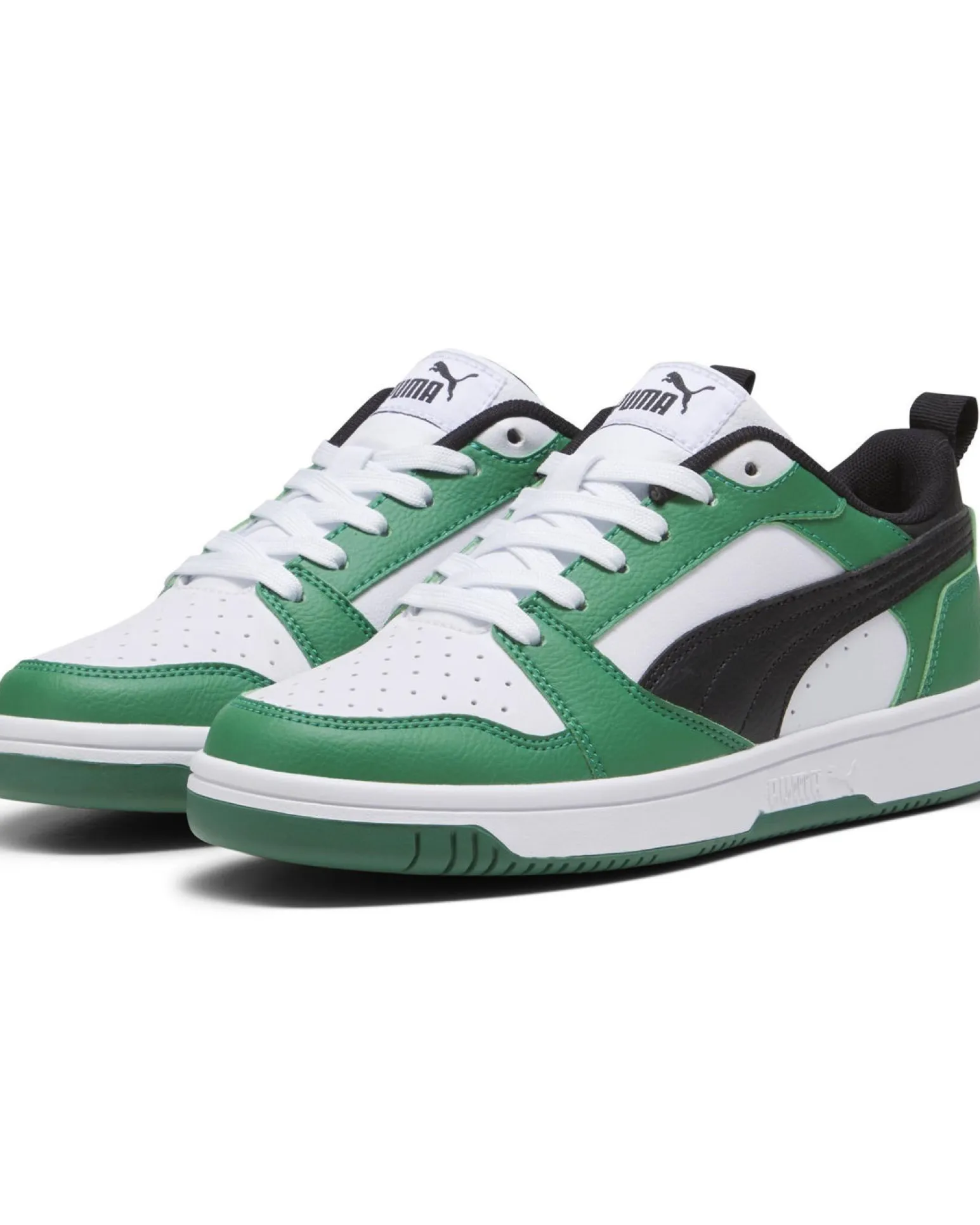 PUMA - SNEAKERS JUNIOR REBOUND V6 LO GS BIANCHE CON DETTAGLI VERDI E NERI DAL 36 AL 39, 393833-05