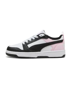 PUMA - SNEAKERS JUNIOR REBOUND V6 LO GS BIANCHE CON DETTAGLI ROSA E NERI DAL 36 AL 39, 393833-37