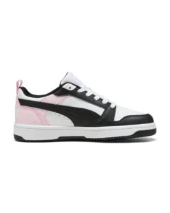 PUMA - SNEAKERS JUNIOR REBOUND V6 LO GS BIANCHE CON DETTAGLI ROSA  E NERI DAL 36 AL 39, 393833-37