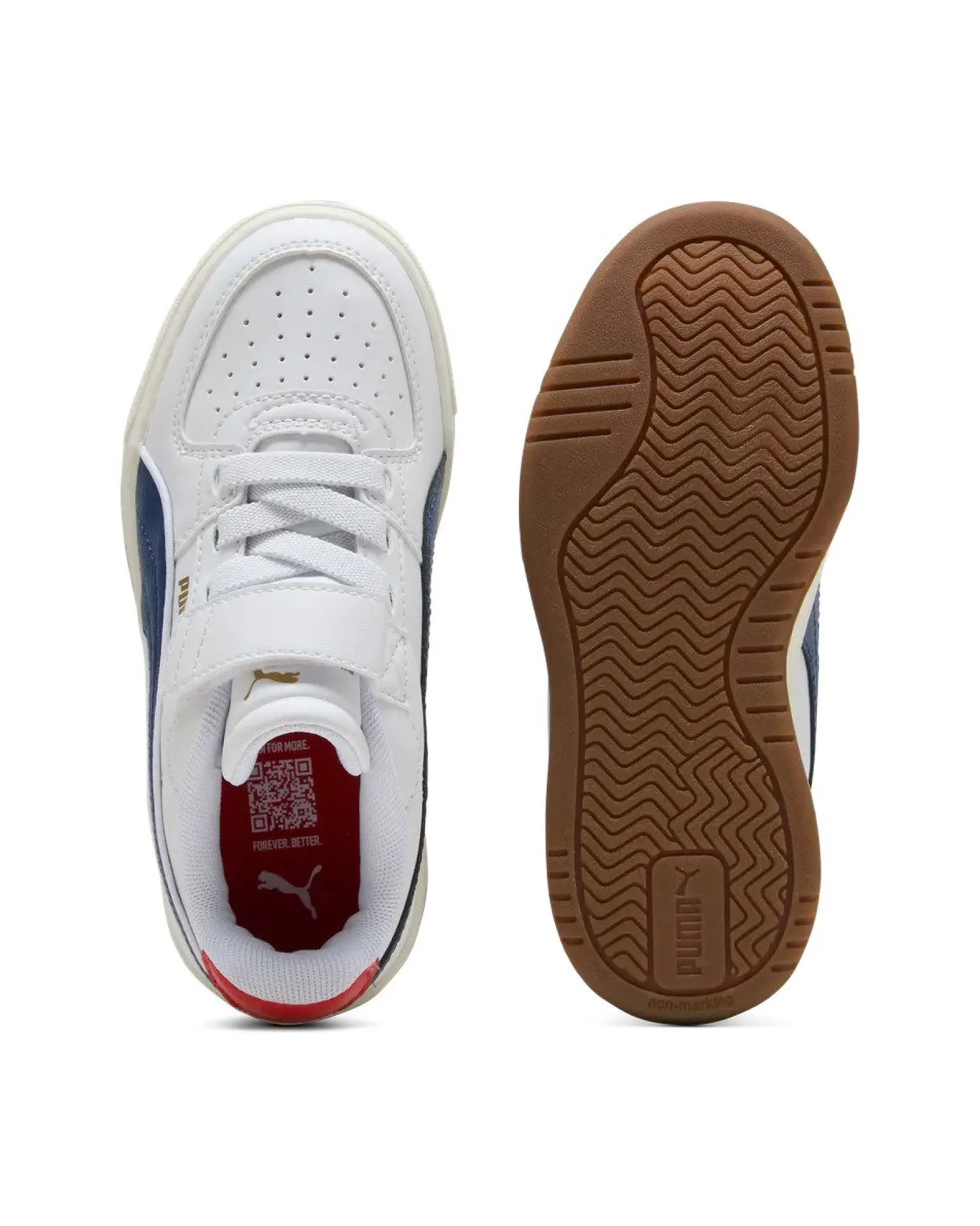 PUMA - SNEAKERS KIDS CAVEN III RETRO AC+PS BIANCA CON DETTAGLI BLU E ROSSI DAL 28 AL 35, 406897-01