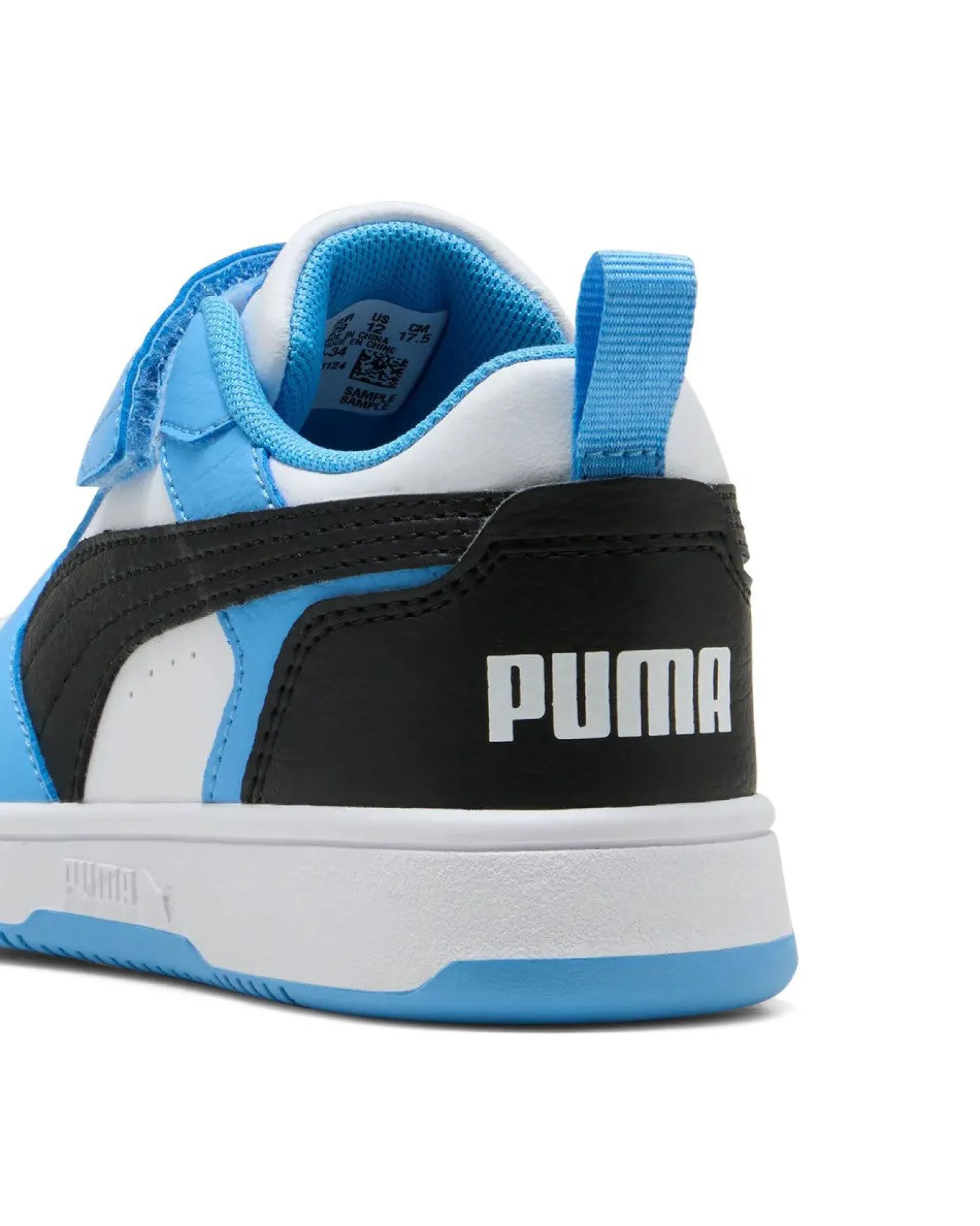 PUMA - SNEAKERS KIDS REBOUND V6 LO CELESTE CON DETTAGLI NERI E BIANCHI DAL 28 AL 35, 397419-34