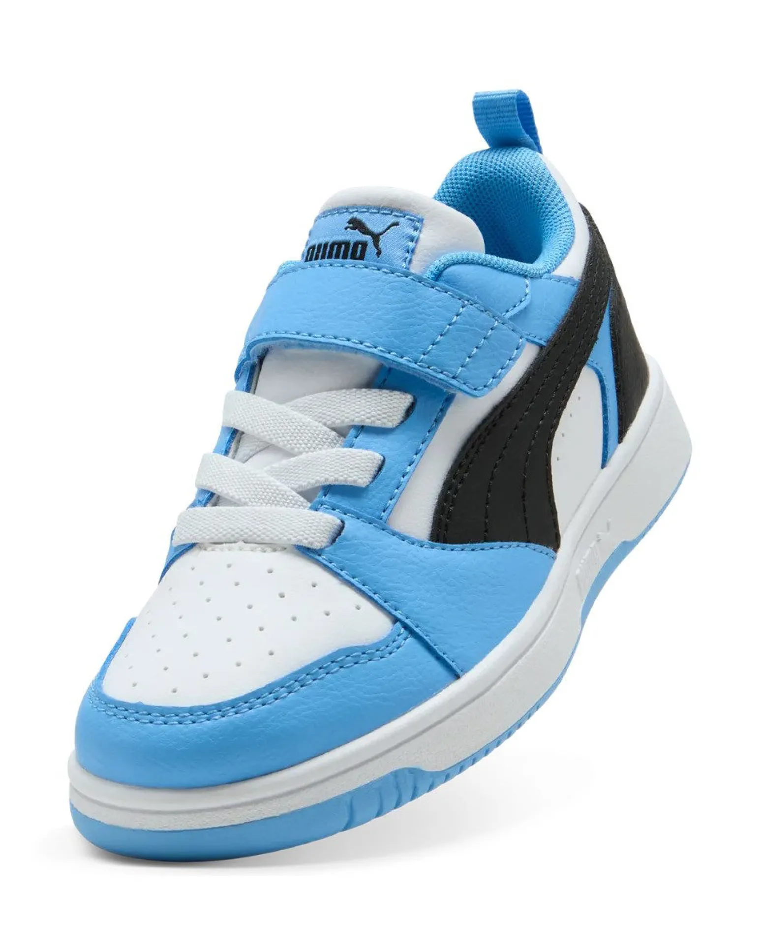 PUMA - SNEAKERS KIDS REBOUND V6 LO CELESTE CON DETTAGLI NERI E BIANCHI DAL 28 AL 35, 397419-34