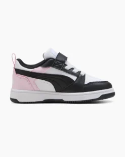 PUMA - SNEAKERS KIDS REBOUND V6 LO BIANCA CON DETTAGLI NERI E ROSA DAL 28 AL 35, 397419-37