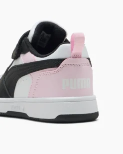 PUMA - SNEAKERS KIDS REBOUND V6 LO BIANCA CON DETTAGLI NERI E ROSA DAL 28 AL 35, 397419-37