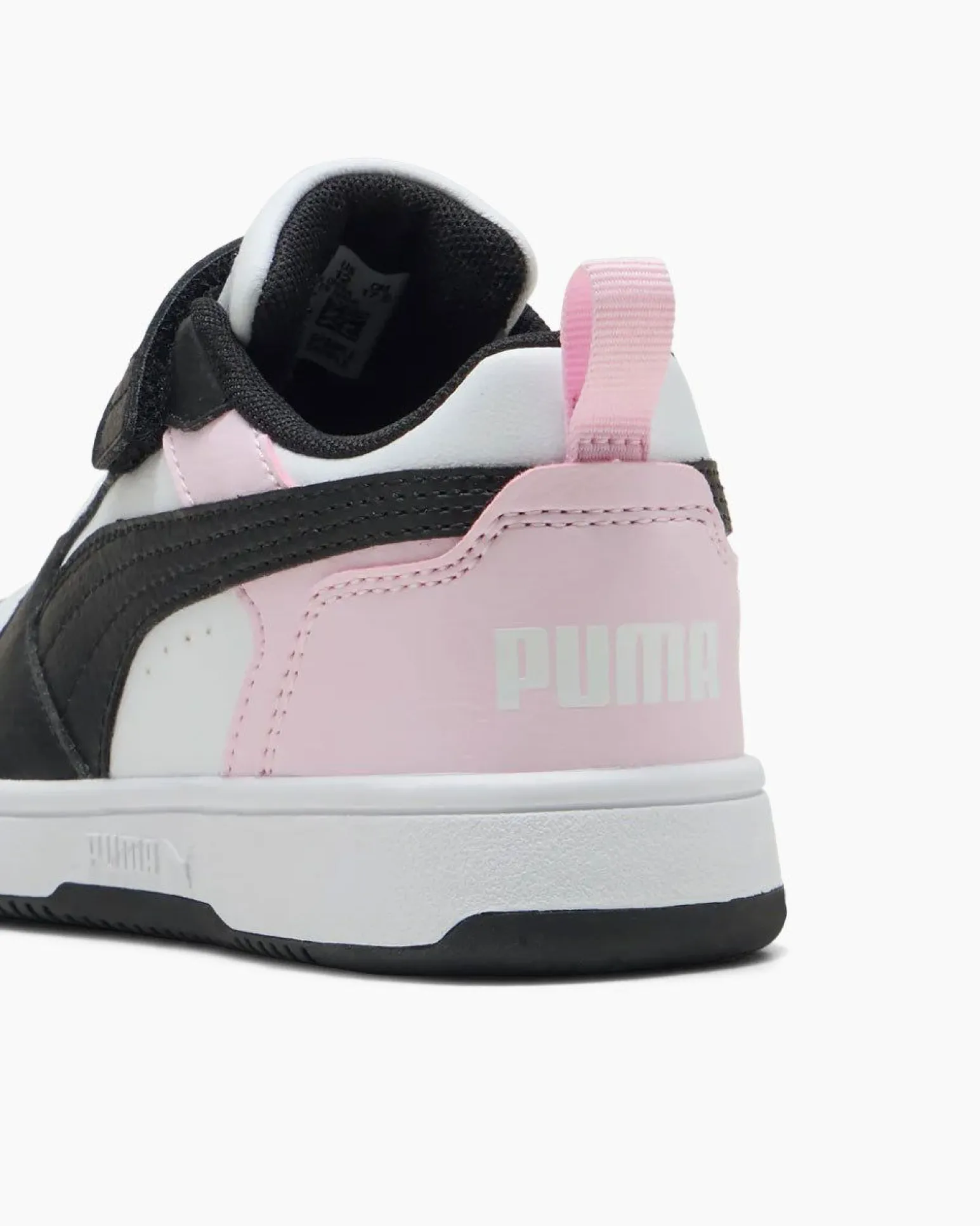 PUMA - SNEAKERS KIDS REBOUND V6 LO BIANCA CON DETTAGLI NERI E ROSA DAL 28 AL 35, 397419-37