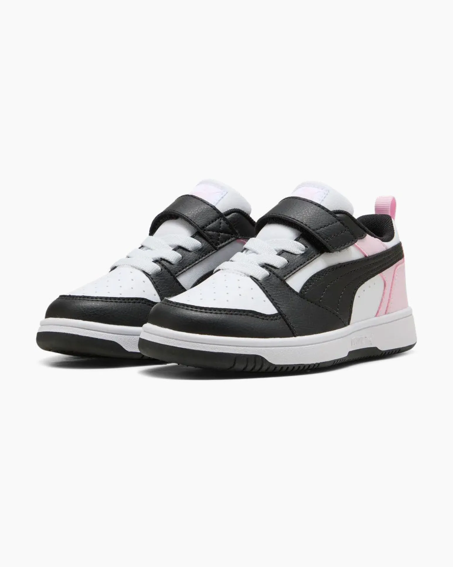PUMA - SNEAKERS KIDS REBOUND V6 LO BIANCA CON DETTAGLI NERI E ROSA DAL 28 AL 35, 397419-37