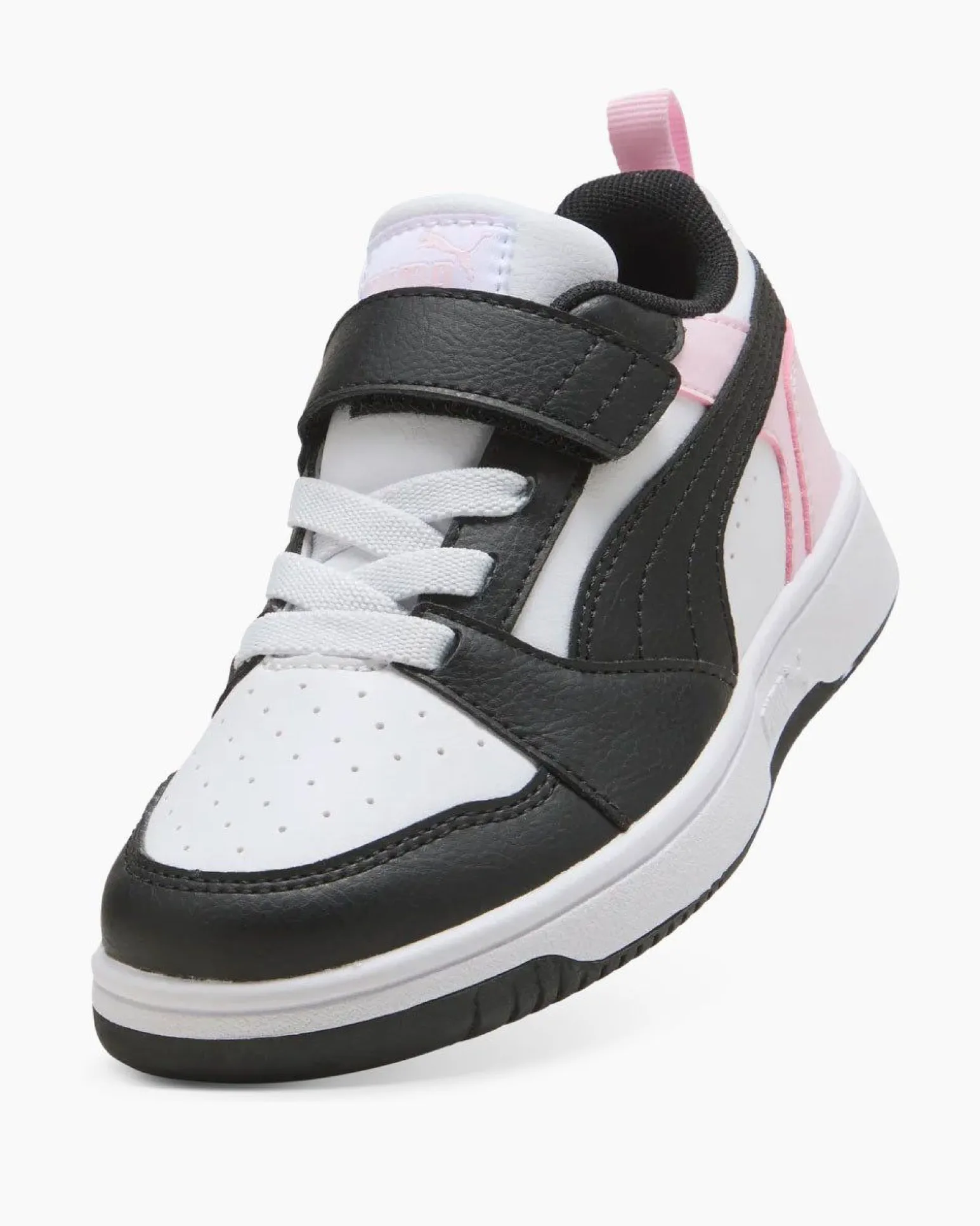 PUMA - SNEAKERS KIDS REBOUND V6 LO BIANCA CON DETTAGLI NERI E ROSA DAL 28 AL 35, 397419-37