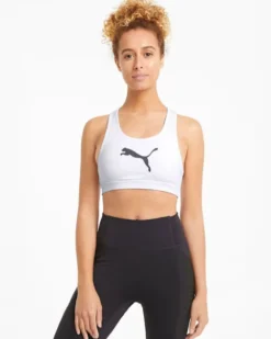 PUMA - Top bianco in tessuto traspirante con logo nero