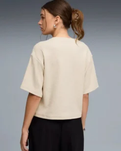 PUMA - T-SHIRT BEIGE/PANNA ESSENTIAL ELEVATED RELAXED DA DONNA, 691813-87