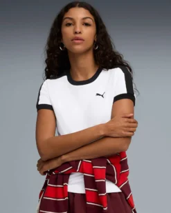 PUMA - T-SHIRT BIANCA E NERA  T7 SLIM DA DONNA, 632129-02