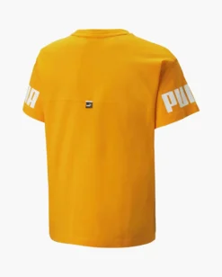PUMA - T shirt da bambino gialla con logo bianco