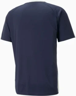 PUMA - T shirt da padel uomo blu e bianca in tessuto traspirante con logo giallo fluo