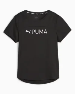 PUMA TSHIRT FIT ULTRAVREATHE TEE - Tshirt nera da donna con logo bianco - 52384456