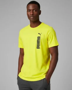 PUMA - T-SHIRT GIALLA ESSENTIAL BIG GRAPHIC TEE DA UOMO, 694939-37
