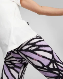 PUMA - T shirt girocollo da donna bianca in cotone con logo metallizzato