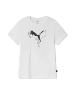 PUMA - T-SHIRT JUNIOR ( 7-16 ANNI) BIANCA ESSENTIAL +LOGO NERO - 681841-52