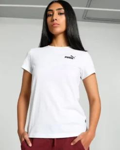PUMA - TSHIRT MEZZA MANICA BIANCA  ESSENTIAL SMALL LOGO TEE  DA DONNA - 586776-02