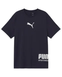 PUMA - T-SHIRT MEZZA MANICA GRAPHICS TEE BLU CON DETTAGLI BIANCHI DA UOMO, 694673-16