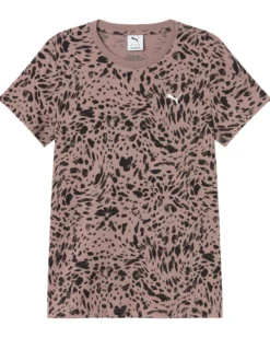 PUMA - T-SHIRT NERA E MARRONE ROSATO ESSENTIALS GRAPHICS ANIMAL PRINTED  DA DONNA, 694712-88
