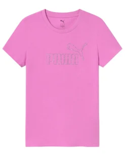 PUMA - T-SHIRT ROSA ESSENTIAL DA DONNA CON LOGO STRASS 693519-74