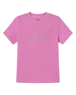 PUMA - T-SHIRT ROSA MALVA ESSENTIAL DA RAGAZZA (7 - 16 ANNI) CON LOGO STRASS, 693852-01
