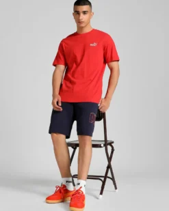 PUMA - T-SHIRT ROSSA ESSENTIAL CON LOGO PICCOLO N. 1 LOGO DA UOMO, 682534-11