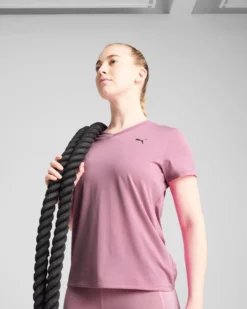 PUMA - T-SHIRT  TAD ESSENTIAL VNECK ROSA SCURO DA DONNA, 525890-65