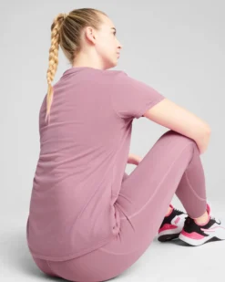 PUMA - T-SHIRT  TAD ESSENTIAL VNECK ROSA SCURO DA DONNA, 525890-65