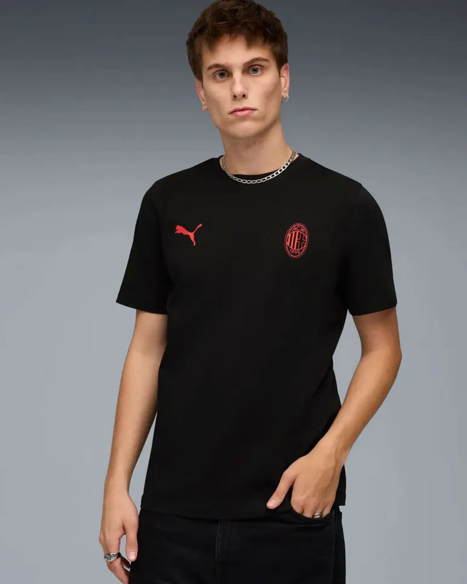 PUMA - T-SHIRT UOMO MEZZA MANICA NERA AC MILAN FTBLESS TEE, 782584-04
