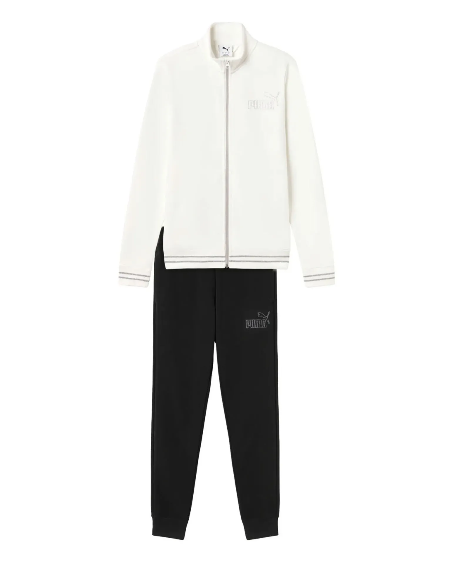 PUMA -TUTA COMPLETA BIANCA E NERA ESSENTIAL RHINESTONE LOGO FZ SUIT DA DONNA, 693559-02