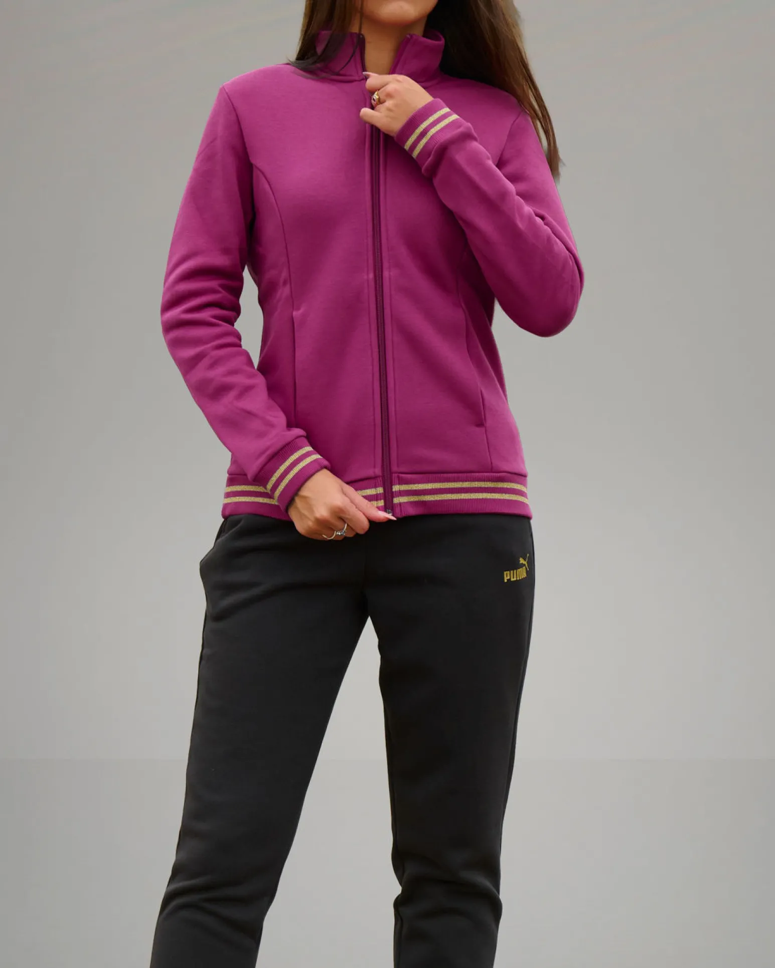 PUMA - TUTA COMPLETA MAGENTA ESSENTIAL+ GLITTER FZ SUIT FL DA DONNA , 684765-45
