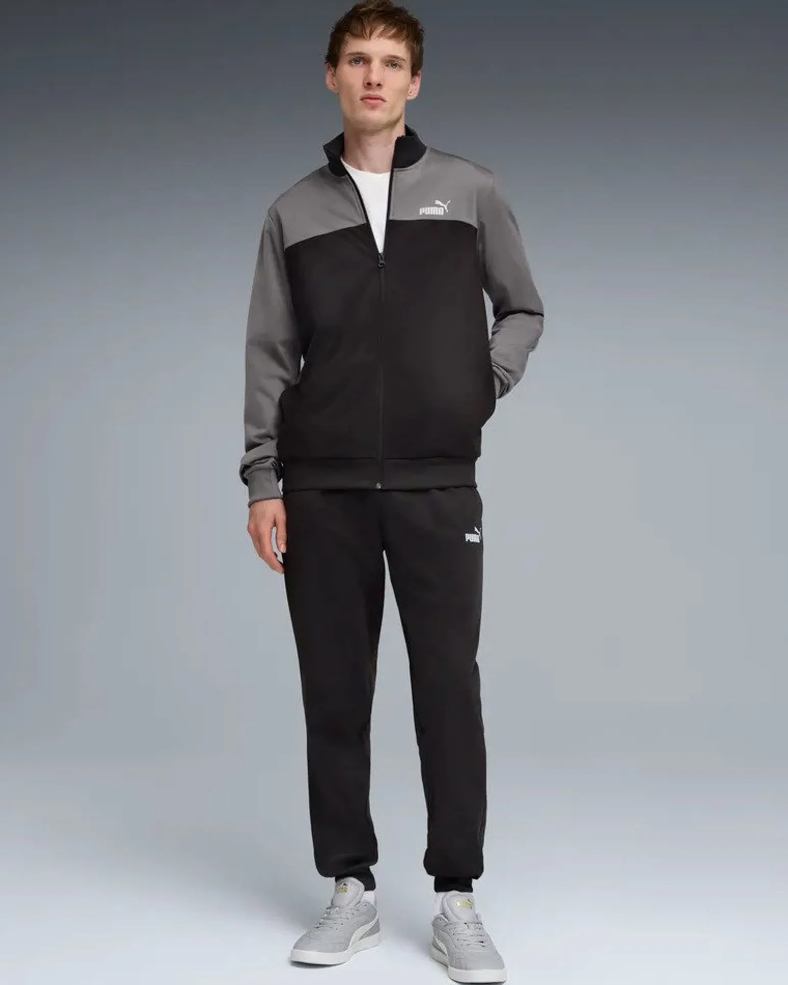 PUMA - TUTA COMPLETA NERA E GRIGIA COLORBLOCK POLY SUIT DA UOMO, 691766-01