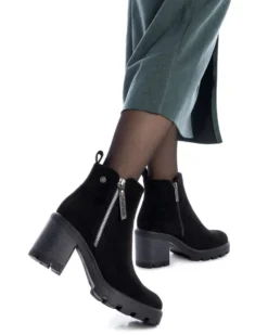 REFRESH - Tronchetto nero scamosciato con zip laterale, tacco 7,5CM